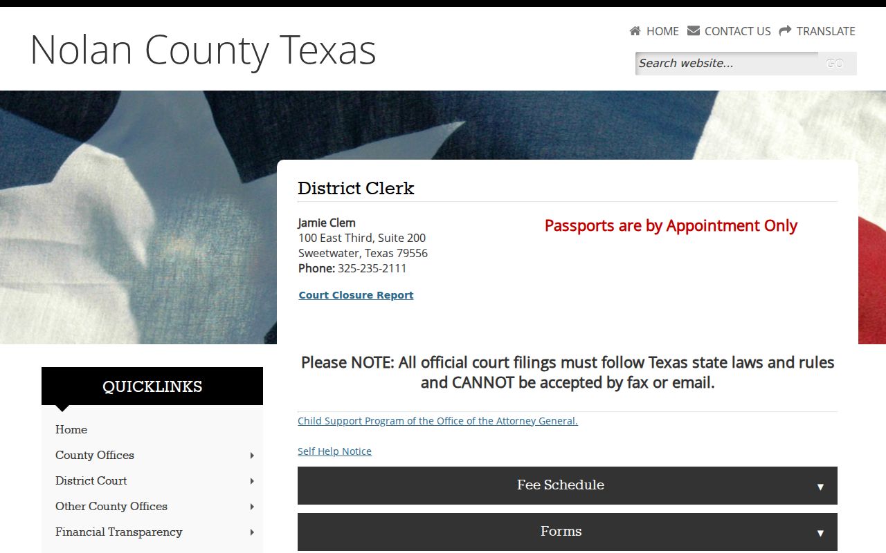 Nolan County court case lookup at the District Clerk office