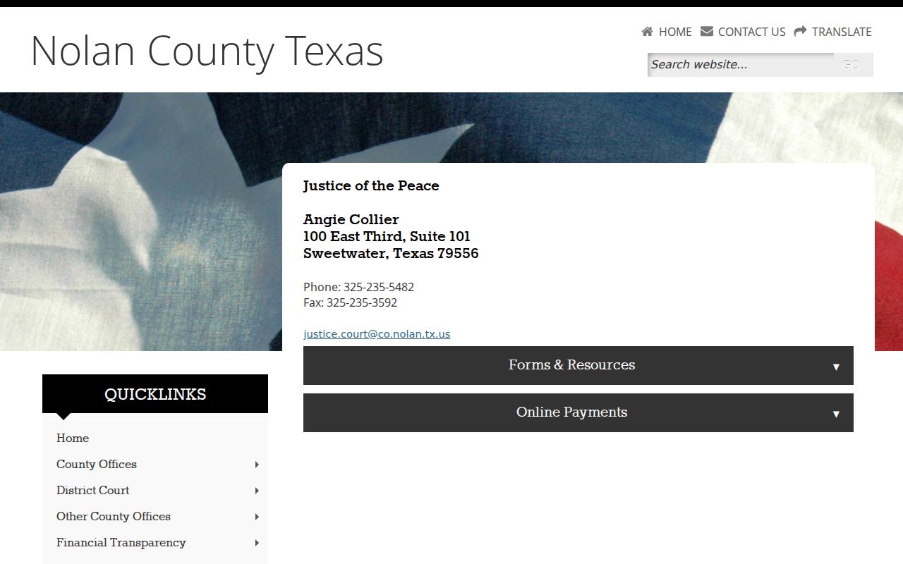 Nolan County Justice Court fine-only criminal case records