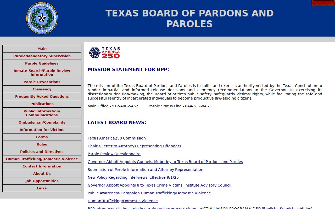 Texas parole decision source for a Roscoe criminal record check