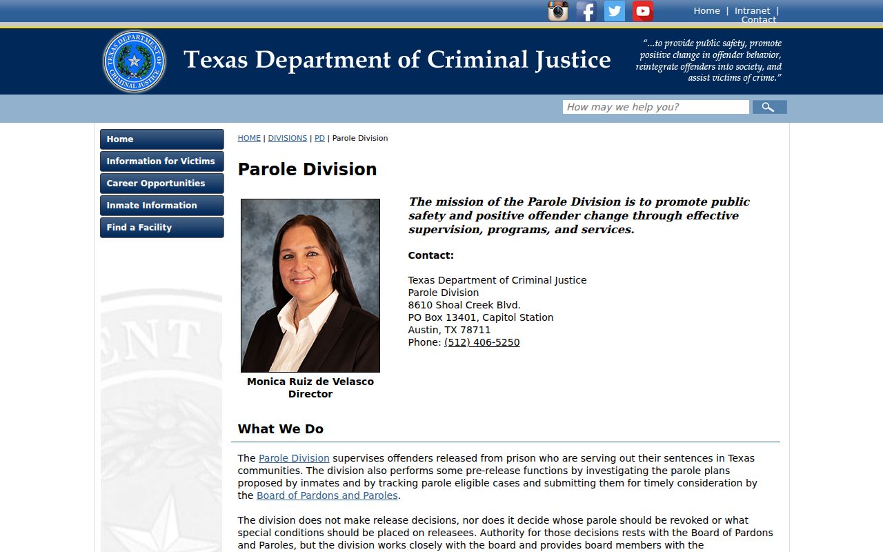 TDCJ parole supervision source for Roscoe criminal history
