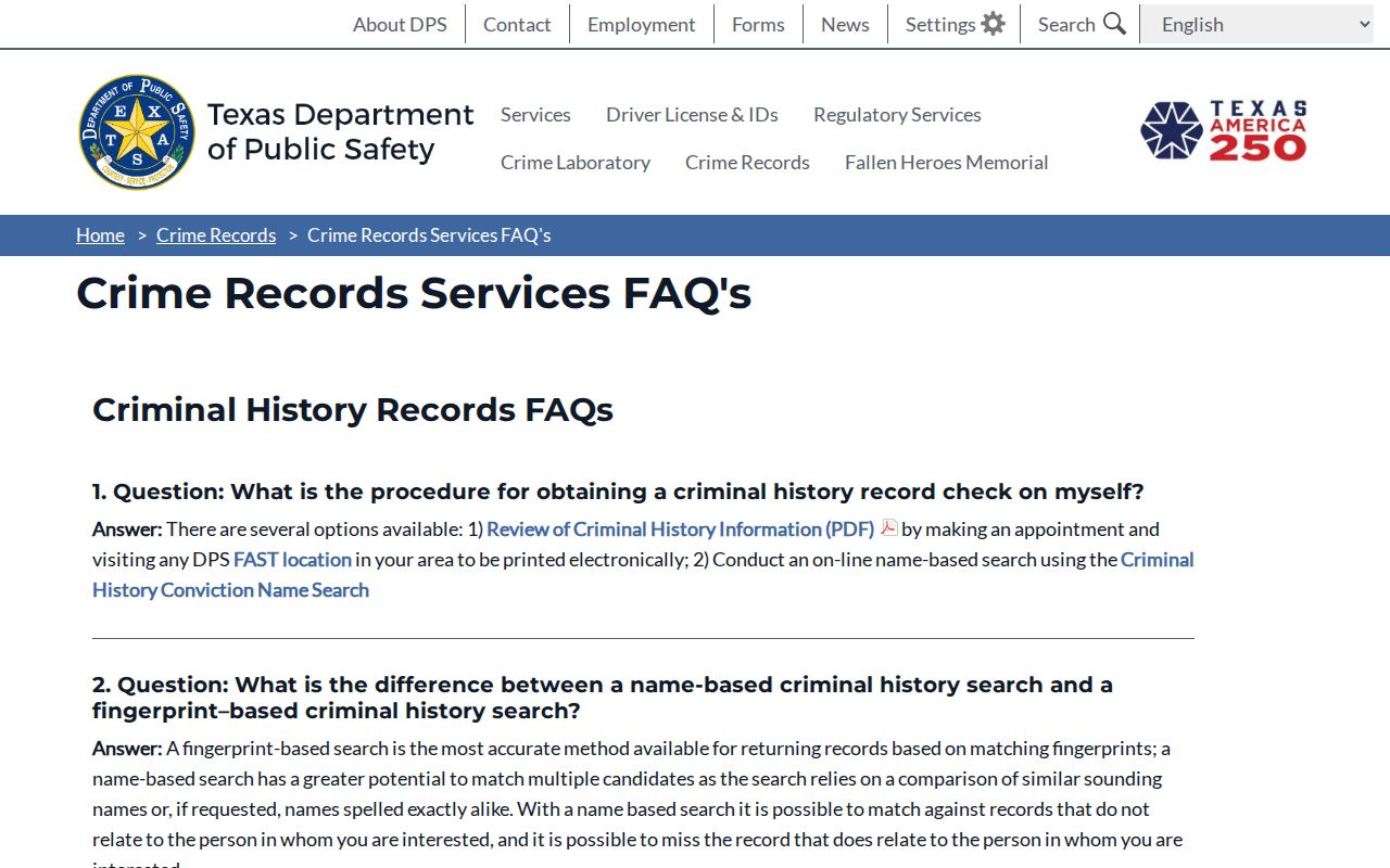 DPS identification guidance for Nolan County registry searches