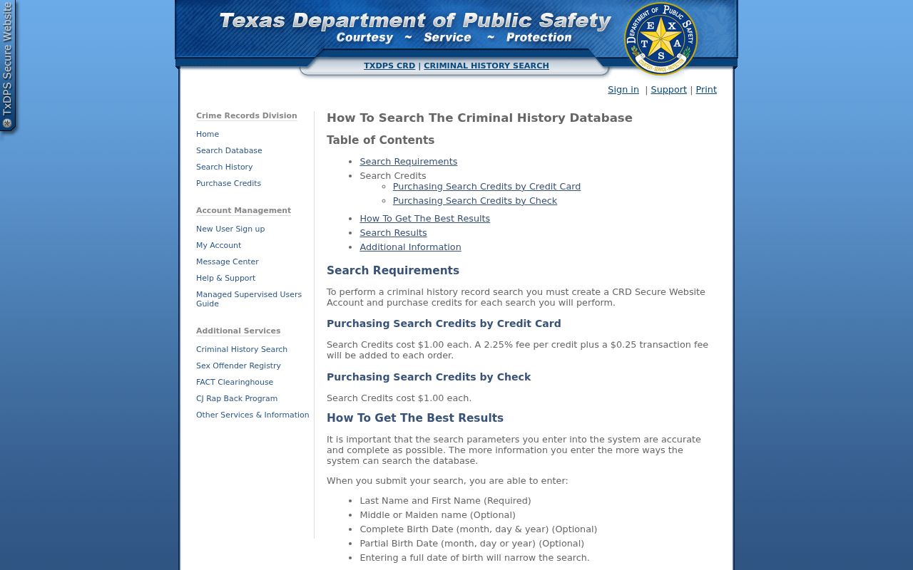 DPS name search instructions for checking Sweetwater criminal records