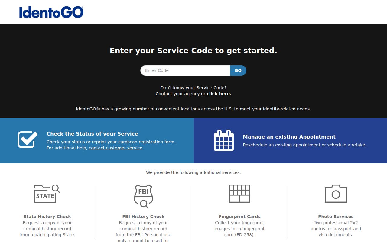 IdentoGO locator for a Sweetwater fingerprint criminal record review